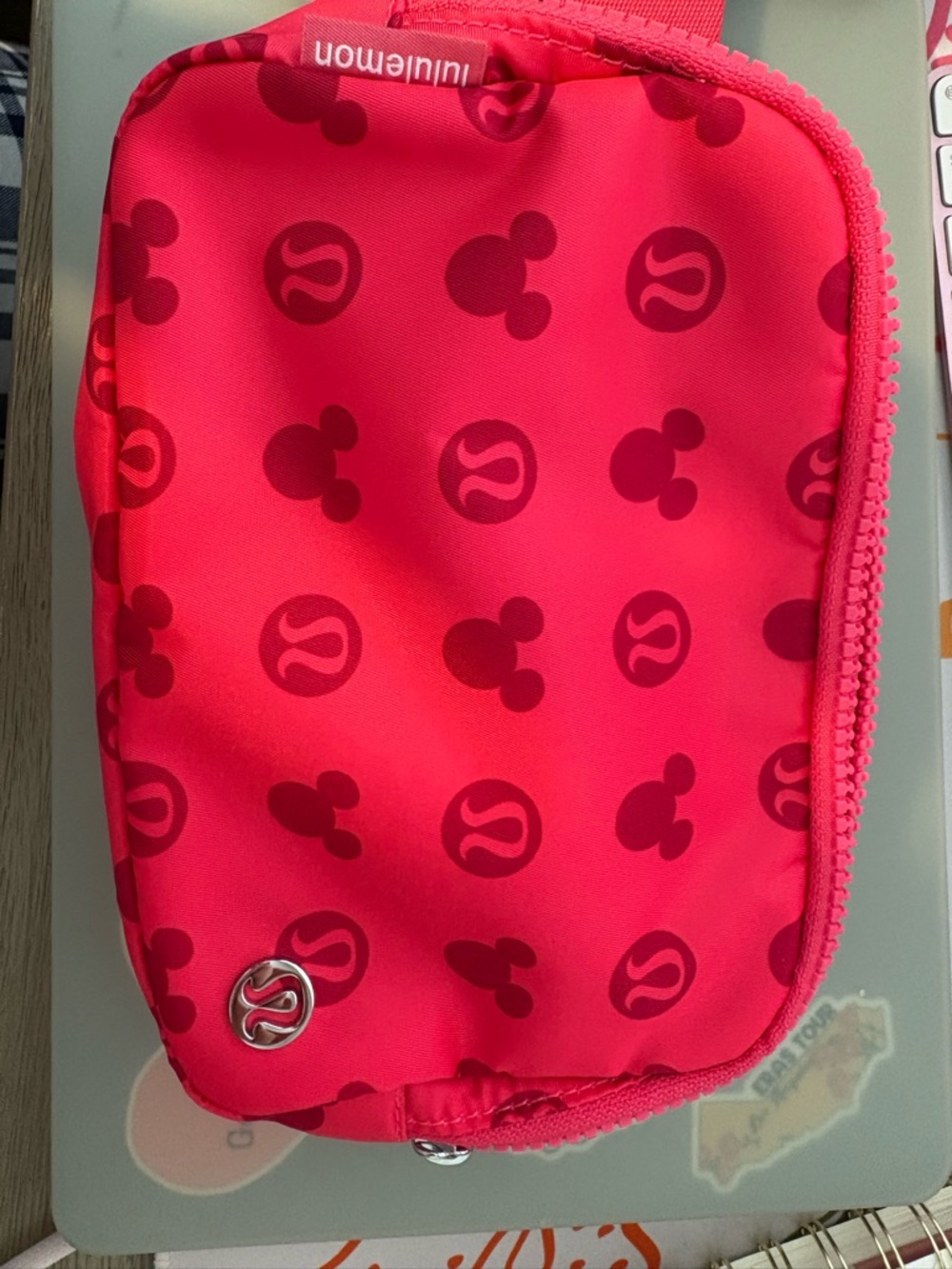 lululemon athletica Belt Bag in Bright Red with Dark Pink Logo Print